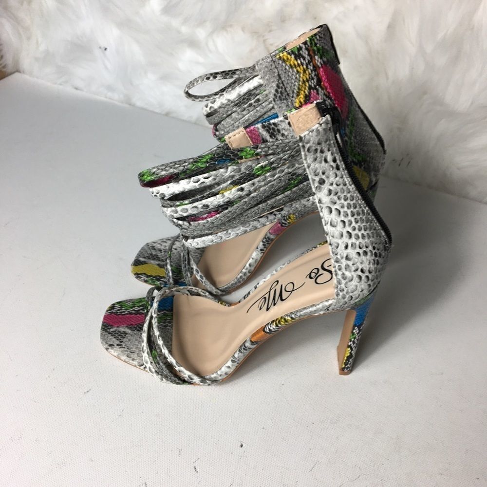 So Me Shayna snake skin pattern heels size 6.5 - Picture 3 of 7